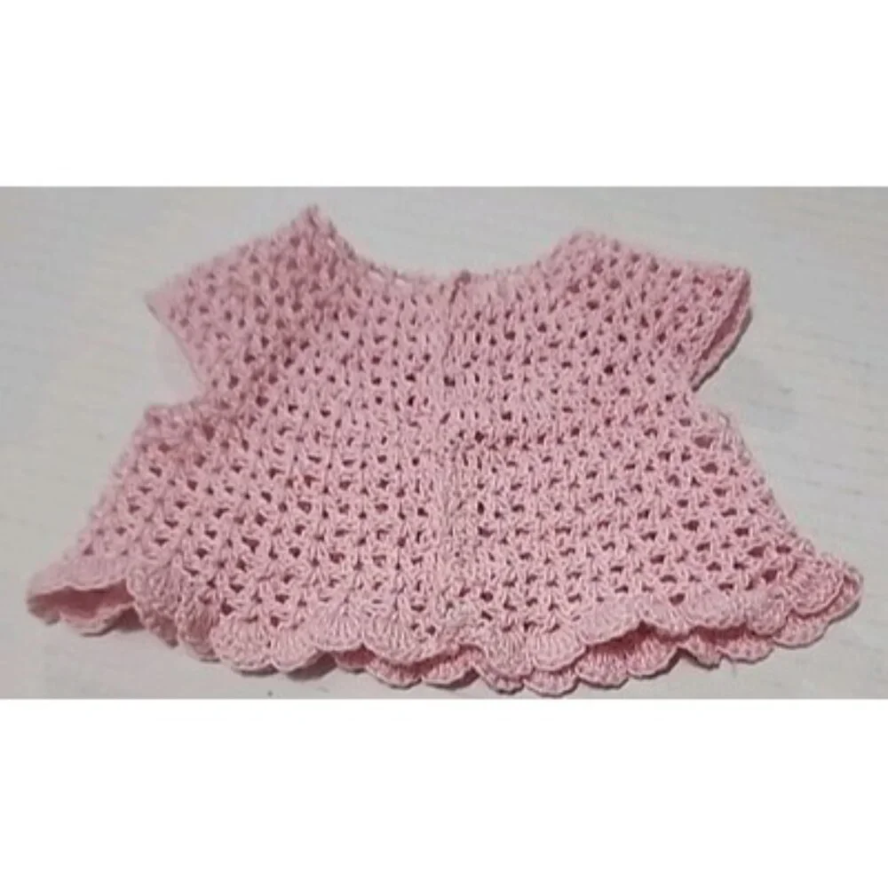 3 Adorable Handmade Crocheted Tops for 18 In American Girl Type Doll Clothes Lot